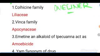 Pharmacognosy important one liner questions for osssc pharmacist and mphwm exam 2024 [upl. by Earlie]