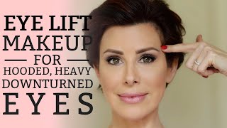 HOODED EYES MAKEUP TUTORIAL  Eyeshadow Tips for Downturned Eyes  Dominique Sachse [upl. by Heisser636]