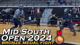 HEMA MidSouth Open 2024 Tournament Bronze Medal Longsword Match – Bradley vs Paul [upl. by Nylessoj]