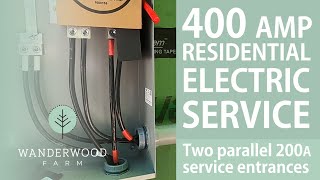 400 AMP residential ELECTRIC SERVICE using TWO parallel 200 AMP service ENTRANCES 076 [upl. by Fanni]