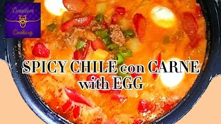 SPICY SAUCY CHILI con CARNE with EGG❗🌶️🥩🥚Kaldereta Style❗ [upl. by Arlyn]