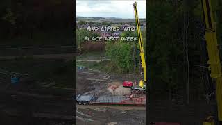 New Transpennine trail bridge Chesterfield Canal arrives on site [upl. by Tewfik763]