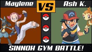 Sinnoh Gym Battle 3 Ash vs Maylene Pokémon SunMoon [upl. by Silvestro]