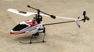 Best Budget RC Heli WLToys V911 4 Channel Helicopter RedWhite  in the Garage 5 Minute Flight [upl. by Ialokin]