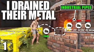 I DRAINED 50000 METAL THROUGH THIS CLANS INDUSTRIAL PIPES  Solo Rust [upl. by Bevon]