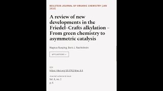 A review of new developments in the Friedel–Crafts alkylation – From green chemistry   RTCLTV [upl. by Narine]