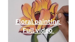 floral painting on sareefull video handpainted sareepainting floral art painting [upl. by Initirb]