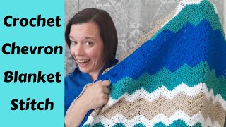 How To Crochet Basic Chevron Ripple Blanket Stitch Pattern  Half Double Crochet HDC [upl. by Iggem217]