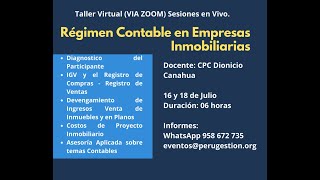 Taller Virtual Régimen Contable en Empresas Inmobiliarias [upl. by Sigismond]