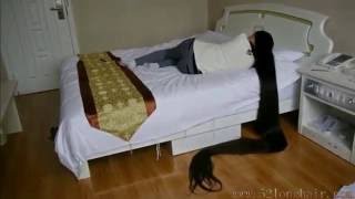 Very Long Hair Girl Sleep At Hotel Room [upl. by Gustafson]