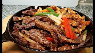 Easy Beef Fajitas Recipe  Stove Top Beef and Chicken Fajitas [upl. by Nannette]