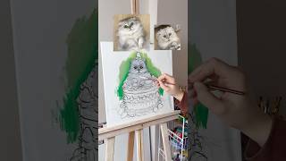 Pasta ve yaramaz kedi çizimi🍓kesfet shortvideo art tuval drawing [upl. by Kevin]