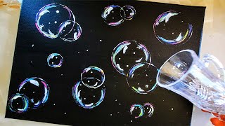 Bubble Painting Tutorial Techniques on CanvasHow to Draw Realistic Bubbles  Acrylic Painting DIY [upl. by Anev]