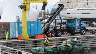 Extremely Rare  Bagster Bag Garbage Pickup From a Barge [upl. by Ahsienat]