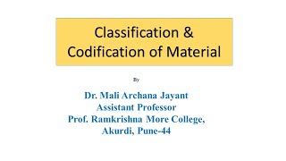 Classification amp Codification of Materials [upl. by Jonna]