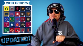 UPDATED TOP 25 COLLEGE FOOTBALL RANKING WEEK 13 2024 [upl. by Staford]