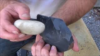 making a spearhead using only rock and antler [upl. by Mosira]