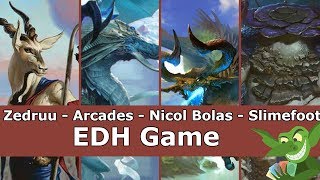 Zedruu vs Arcades vs Nicol Bolas vs Slimefoot EDH  CMDR game play for Magic The Gathering [upl. by Howenstein]