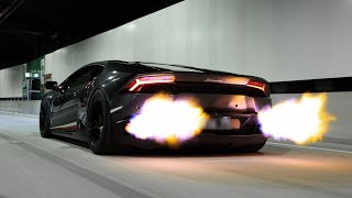 V10 Twin Turbo 1500whp Lamborghini Huracan Flame Shooter  4K [upl. by Ailec]