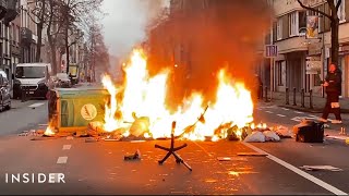 Protests Against COVID19 Restrictions Rock Belgium [upl. by Akkahs948]