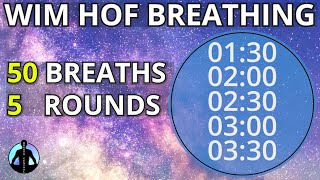 WIM HOF Guided Breathing Technique  5 Rounds 50 Breaths Advanced Extended Version NO TALKING [upl. by Dlnaod]