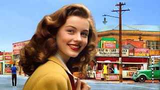 1940s USA  Real Street Scenes of Vintage America  Colorized [upl. by Sulecram]