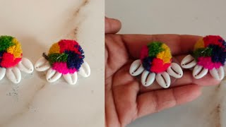 Diy beautiful Cowrie shells earrings 😍❤️ diy handmade craft youtubevideo jewellery [upl. by Nyladnek]