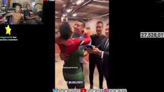 Ishowspeed reacts to him kissing Ronaldo…💀 [upl. by Susan]