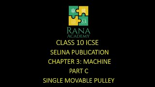 CLASS 10  ICSE  PHYSICS  LECTURE 12  SELINA PUBLICATION  MACHINES  SINGLE MOVEABLE PULLEY [upl. by Luba]