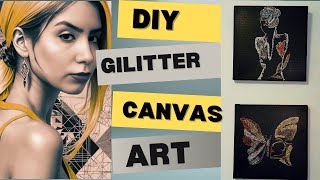 How to create stunning glitter canvas art DIY step by step tutorial [upl. by Adlesirk]