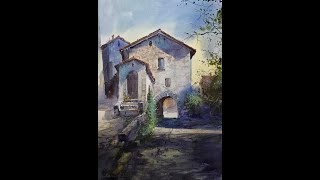 Watercolor painting Step by Step A Tranquil Morning at the Old Stone Housequot [upl. by Wehhtam]