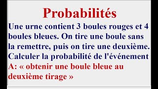 Calculer une probabilité avec tirages successifs sans remise  Arbre de probabilités [upl. by Marylou]