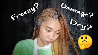 I BLEACH AND DYE MY REBONDED HAIR  DRY FREEZY DAMAGE  ANGELICA BANAAG [upl. by Nedyaj]