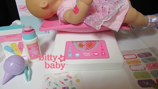 Bittys Check Up Set Unboxing and Play Elsa Bitty Baby Channel scalebandaidtweezerschartsticker [upl. by Atiluj808]