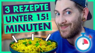 3 SCHNELLE Rezepte UNTER 15 Minuten  Einfach und vegan [upl. by Teryl538]