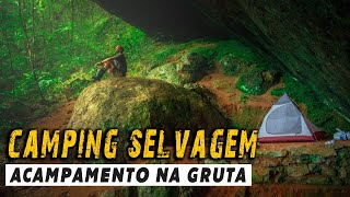 Acampamento na gruta em meio a Mata AtlÃ¢ntica  Jararaca do lado da barraca  CAMPING SELVAGEM [upl. by Anilec]