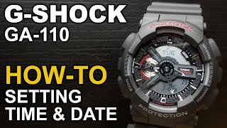 Gshock GA110  Setting time and date tutorial [upl. by Judye]