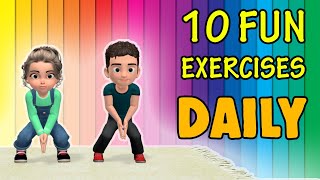 10 Fun Daily Exercise For Kids To Do At Home [upl. by Gare]