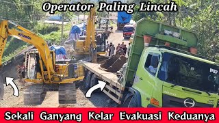 Sangat Lincah Operator Excavator Berbadan Cilik Sekali Gas Kelar Evakuasi 2 Truk Di Batu Jomba [upl. by Kenzi678]