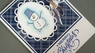 Plaid Background Snowman Card  Stamping Technique Card Making [upl. by Gersham80]