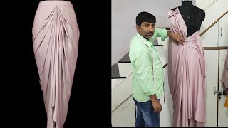 skirt draping and stitching  skirt design  shabbir master  draped skirt  plated skirt [upl. by Aihtak489]