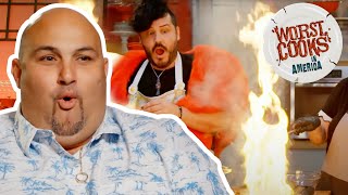 MostDangerous Cooking Moments on Worst Cooks in America S27 🔥🔪⚠️ Food Network [upl. by Jennilee709]