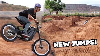 Riding Dirt Jumps On Surron Electric Bike [upl. by Aihsak]