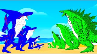 TEAM SHARKZILLA vs TEAM GODZILLA RADIATION Who Is The Next King Of Monsters [upl. by Eirak]