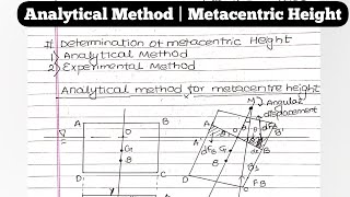 Metacenter Height Derivation  Analytical method  Fluid Mechanics [upl. by Nnylrebma]