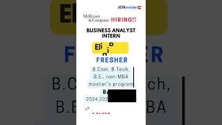 McKinsey Hiring Fresher for Business Analyst Internship Across India  applynow dreamjob [upl. by Ruyle]