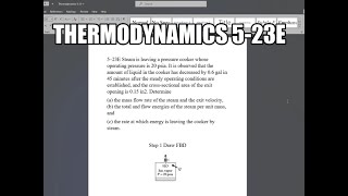 Thermodynamics 523E Steam is leaving a pressure cooker whose operating pressure is 20 psia It is [upl. by Ellerahc]