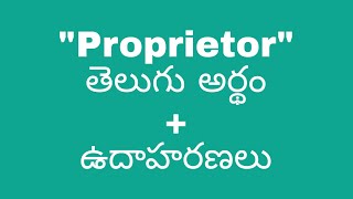 Proprietor meaning in telugu with examples  Proprietor తెలుగు లో అర్థం meaningintelugu [upl. by Einon993]