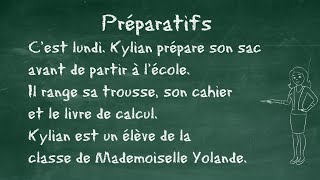 Préparatifs   Dictée à thème CE1 7 à 9 ans FLE begginer Learn french [upl. by Zelten]