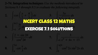 NCERT Class 12th Math Chapter 7 Exercise 71 Solutions [upl. by Aleunamme521]